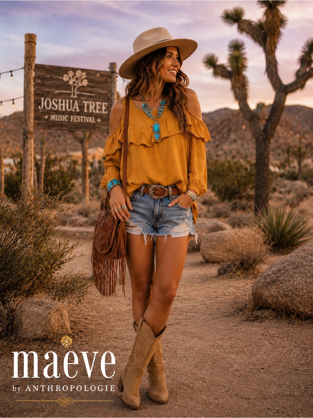 Anthropologie Maeve Brearly Open Shoulder Ruffle Blouse Mustard Size 12 Boho B9